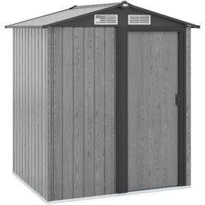 Outsunny - 5ft x 4.3ft Outdoor Metal Storage Shed with Sliding Door Sloped Roof Light Grey