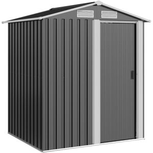 Outsunny - 5ft x 4.3ft Outdoor Metal Storage Shed with Sliding Door Sloped Roof Grey