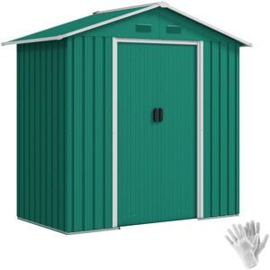 Outsunny 6.5ft x 3.5ft Garden Storage Shed, Large Metal Shed Green