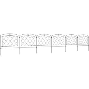 Outsunny - 6PCs Decorative Garden Fencing 24in x 12ft Metal Border Edging