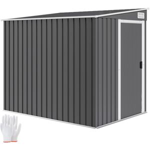Outsunny 7 x 5FT Garden Shed w/ Foundation Lean to Metal Tool Shed Dark Grey