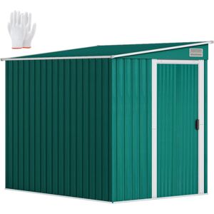 Outsunny - 7 x 5FT Garden Shed w/ Foundation Lean to Metal Tool Shed Green
