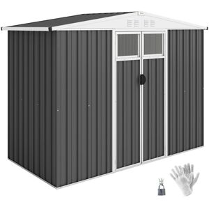 Outsunny - 8 x 4 ft Garden Storage Shed, Outdoor Metal Shed, Dark Grey