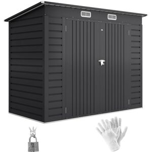Outsunny - 8 x 4FT Metal Garden Storage Shed with Double Doors and 2 Vents Grey