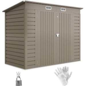 Outsunny - 8 x 4FT Metal Garden Storage Shed with Double Doors and 2 Vents Light Grey