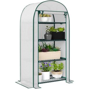 Outsunny - Mini Greenhouse, Portable Green House with 4-tier Shelves, 80 x 49 x 160cm White