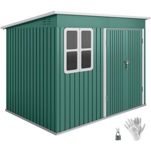 Outsunny - 8.5 x 6ft Galvanised Steel Garden Shed with Foundation Kit, Green