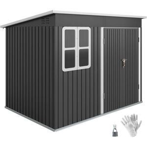 Outsunny - 8.5 x 6ft Galvanised Steel Garden Shed with Foundation Kit, Grey