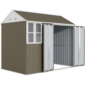 Outsunny - 8x6ft Metal Garden Shed Outdoor Storage Shed w/ Doors Window, Grey