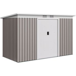 Outsunny - 9 x 4FT Outdoor Metal Frame Garden Storage Shed w/ 2 Door Light Grey