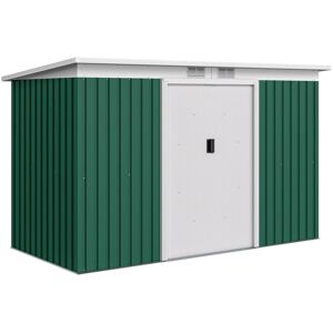Outsunny - 9 x 4FT Outdoor Metal Frame Garden Storage Shed w/ 2 Door Deep Green