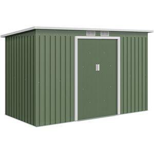 Outsunny - 9 x 4FT Outdoor Metal Frame Garden Storage Shed w/ 2 Door Green