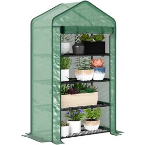 Outsunny - 90 x 49 x 160cm Portable Mini Greenhouse with Shelves, Green