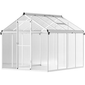 Outsunny - Aluminium Greenhouse with/ Door Window Galvanised Base pc Panel 243.5cm x 192cm x 195cm