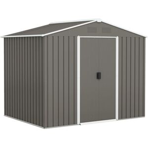 Outsunny - Garden Storage Shed with Double Sliding Door Outdoor Light Grey