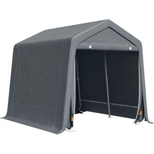 Outsunny - Garden Storage Tent Bike Shed w/ Metal Frame & Zipper Doors, Grey