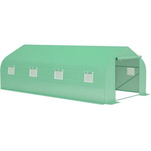 Outsunny - 6 x 3M Walk in Polytunnel Greenhouse Large Outdoor Grow House w/ Door