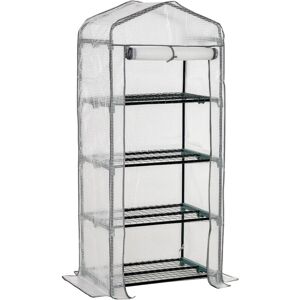 Outsunny - Mini Greenhouse 4-Tier Portable Plant House Shed pe Cover White