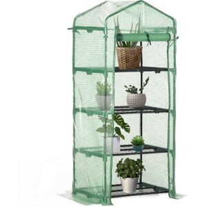 Outsunny - Mini Greenhouse 4-Tier Portable Plant House Shed pe Cover Green