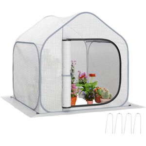 Outsunny Mini Pop Up Greenhouse w/ Reinforced PE Cover, Zipper Door, White