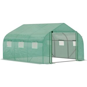 Outsunny - Outdoor Tunnel Greenhouse w/ Roll Up Door Green 3.5 x 3 m