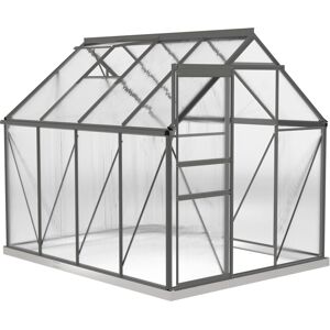 Outsunny Polycarbonate Walk-in Garden Greenhouse w/ Sliding Door Dark Grey