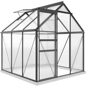 Outsunny Polycarbonate Walk-in Garden Greenhouse w/ Sliding Door Grey