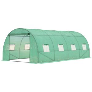 Outsunny - Walk in Polytunnel Greenhouse Galvanised Steel w/ Zipped Door 6 x 3M