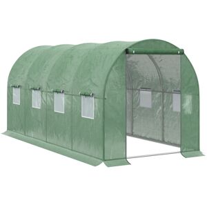 Outsunny Walk in Polytunnel Greenhouse Galvanised Steel w/ Zipped Door 4 x 2M