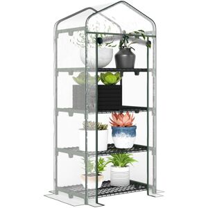 Outsunny - Portable 4-Tier Mini Greenhouse Plant Grow House Shed w/ Clear Cover
