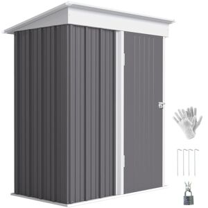 Outsunny - 5x3ft Steel Small Garden Shed, Outdoor Lean-to Shed Grey
