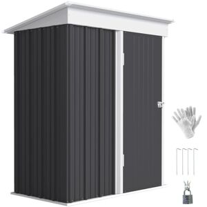 Outsunny - 5x3ft Steel Small Garden Shed, Outdoor Lean-to Shed Dark Grey