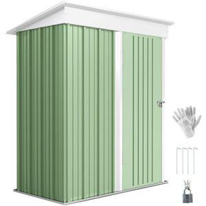 Outsunny - 5x3ft Steel Small Garden Shed, Outdoor Lean-to Shed Green