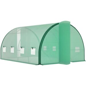Outsunny - Tunnel Greenhouse Upgraded Structure, Hinged Doors, 4 x 3(m), Green