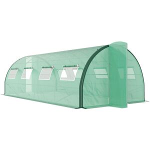 Outsunny - Tunnel Greenhouse, Upgraded Structure, Hinged Doors, 6 x 3(m), Green