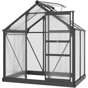 Outsunny - Walk-In Polycarbonate Greenhouse Plant Grow Galvanized Aluminium 6 x 4ft