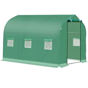 Outsunny - Walk in Polytunnel Greenhouse Galvanised Steel w/ Zipped Door 3 x 2M