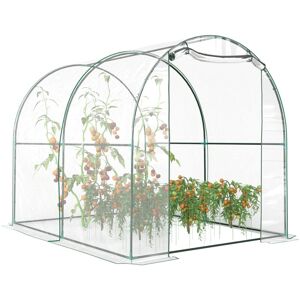 Outsunny - Walk In Polytunnel Greenhouse w/ Roll Up Door pvc Cover, 2.5 x 2m