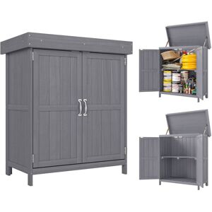 Outsunny - Wooden Garden Shed Double Door Tool Storage House Dark Grey