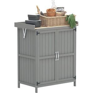 Outsunny - Wooden Garden Storage Shed w/Hinged Roof and Shelf, Grey