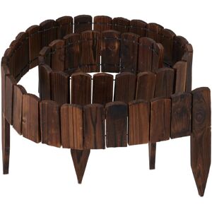 Relaxdays - Garden Edging, 200 cm Long, Flexible, Visible Height: 10 cm, Push-In, Wood, Pond Fence, Lawn Border, Brown