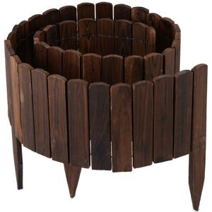 Garden Edging, 200 cm Long, Flexible, Visible Height: 20 cm, Push-In, Wood, Pond Fence, Lawn Border, Brown - Relaxdays