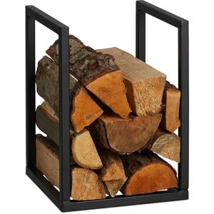 Relaxdays - Firewood Rack, Fireplace Companion, Wood Stacking for Indoors, Log Storage, Metal, hwd: 40 x 30 x 30 cm, Black
