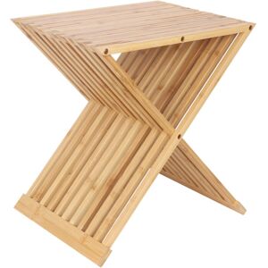Relaxdays Folding Plant Stool, Side Table for Indoor Plants, HWD: 44x40x33 cm, Bamboo, Natural