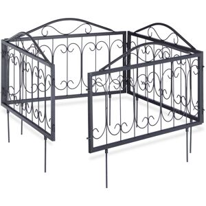 Goth Set of 4 Metal Garden Fencing Panels, Yard Fence for Inserting, 33 x 56.5 cm, Various Colours - Relaxdays