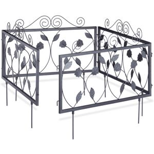 Goth Set of 4 Metal Garden Fencing Panels, Yard Fence for Inserting, 33 x 56.5 cm, Various Colours - Relaxdays