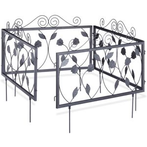 Relaxdays - goth Set of 16 Metal Garden Fencing Panels, Yard Fence for Inserting, 33 x 56.5 cm, Black