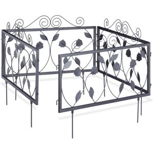 Goth Set of 12 Metal Garden Fencing Panels, Yard Fence for Inserting, 33 x 56.5 cm, Black - Relaxdays
