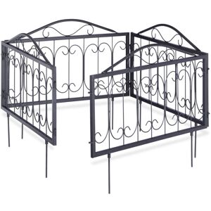 Goth Set of 12 Metal Garden Fencing Panels, Yard Fence for Inserting, 33 x 56.5 cm, Black - Relaxdays