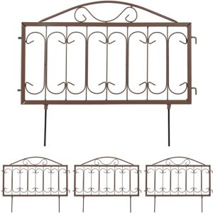 Relaxdays - Metal Lawn Edging, h x w: 46 x 57 cm, Garden Flowerbed Border, Set of 4 Components, Antique Style, Brown